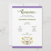 Lila traditionelles Mexiko Blumenkohl Foto Quincea Einladung (Rückseite)