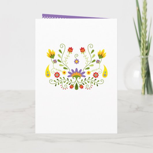 Lila traditionelles Mexiko Blumenkohl Foto Quincea Einladung (Rückseite)