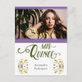 Lila traditionelles Mexiko Blumenkohl Foto Quincea Einladungspostkarte (Vorderseite)