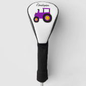 Lila Traktor Design Golf Headcover (Vorderseite)