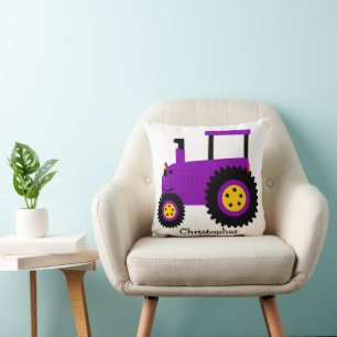 Lila Traktor Design Personalisiert Kissen