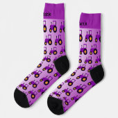 Lila Traktor Design Personalisiert Socken (Linkes Detail)