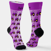 Lila Traktor Design Personalisiert Socken (Gewinkelt)