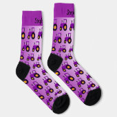 Lila Traktor Design Personalisiert Socken (Rechts)