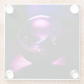 Lila, transparenter Globe mit Berglandschaft Glasuntersetzer (Rückseite)