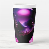 Lila, transparenter Globe mit Berglandschaft Milchtasse (Vorderseite)