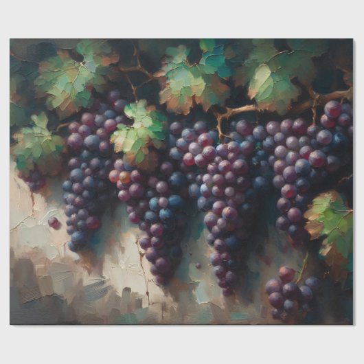 Lila Trauben auf dem Weinölgemälde Geschenkpapier (Flach)