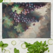 Lila Trauben auf dem Weinölgemälde Geschirrtuch (Gefaltet)