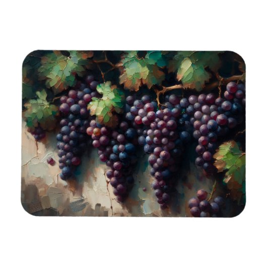 Lila Trauben auf dem Weinölgemälde Magnet (Horizontal)