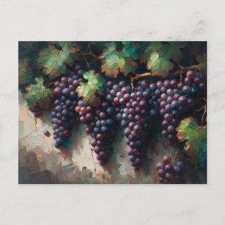 Lila Trauben auf dem Weinölgemälde Postkarte