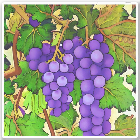 Lila Trauben auf Grapevine Aufkleber (Vorderseite)