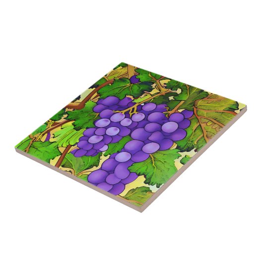 Lila Trauben auf Grapevine Fliese (Seite)