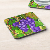 Lila Trauben auf Grapevine Getränkeuntersetzer (Linke Seite)