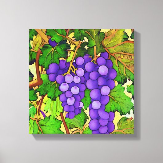 Lila Trauben auf Grapevine Leinwanddruck (Vorderseite)