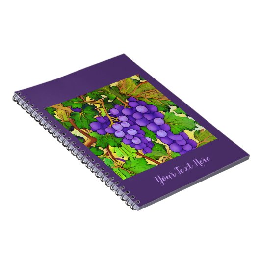 Lila Trauben auf Grapevine Notizblock (Rechte Seite)