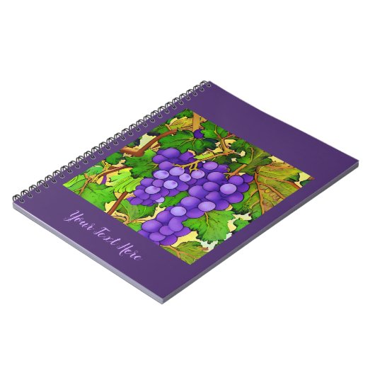 Lila Trauben auf Grapevine Notizblock (Linke Seite)