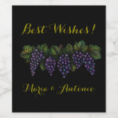 Lila Trauben, klassisches Weinetikett (4" x 3,5") (Einzelnes Label)