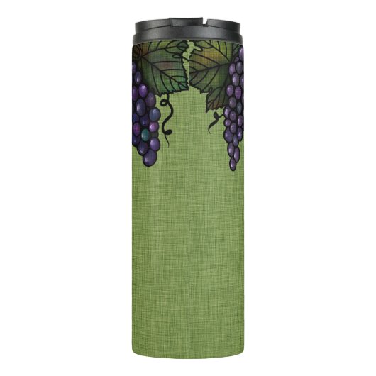 Lila Trauben, Monogramm, benutzerdefinierter Therm Thermosbecher (Rückseite)