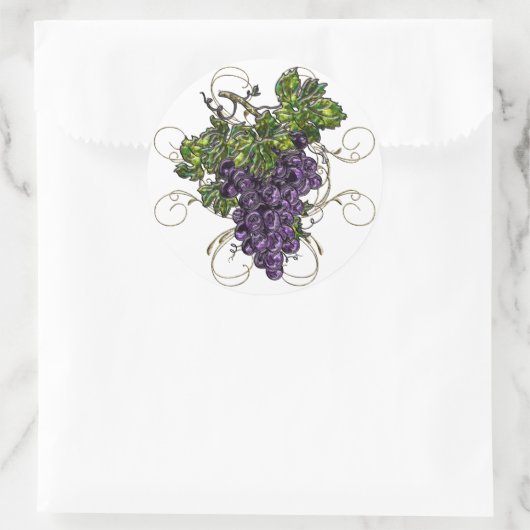 Lila Trauben Runder Aufkleber (Tasche)