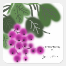 lila Trauben und grüne Blätter Quadratischer Aufkleber