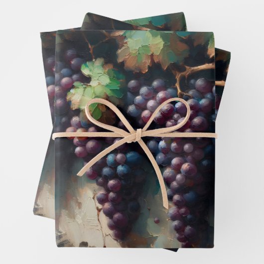 Lila Trauben und Ölgemälde Geschenkpapier Set (Beispiel)