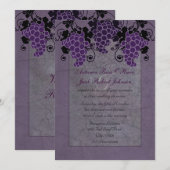 Lila Trauben Vintage Hochzeit Empfang Einladung (Vorne/Hinten)