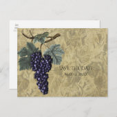 Lila Trauben Weinberg Hochzeit Save the Date Ankündigungspostkarte (Vorne/Hinten)