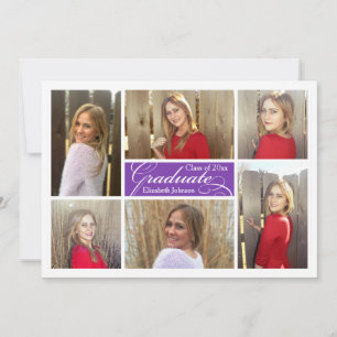 Lila Traubenfoto Collage Custom Abschluss Einladung
