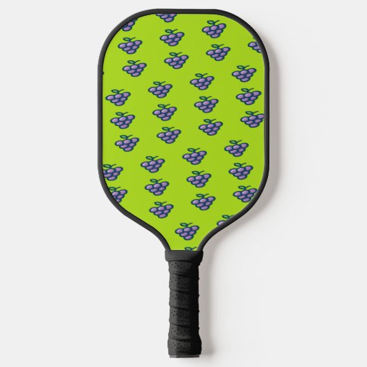 Lila Traubenmuster auf grün Pickleball Schläger (Vorderseite)