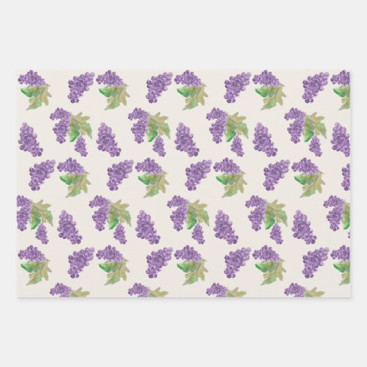 Lila Traubenwasser Handgemalt Geschenkpapier Set (Vorderseite 2)