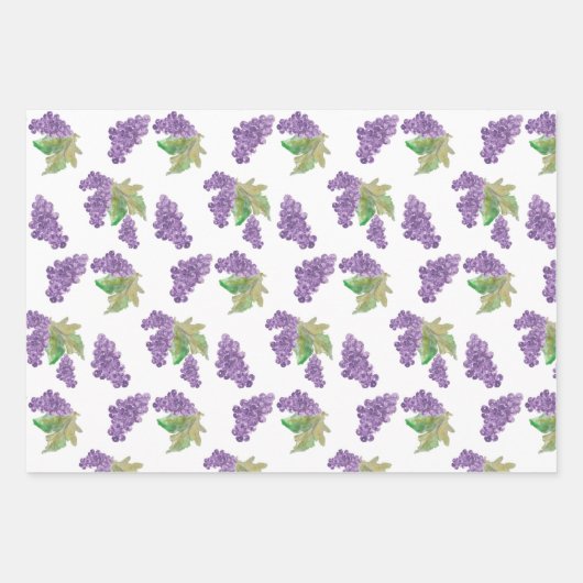 Lila Traubenwasser Handgemalt Geschenkpapier Set (Vorderseite)