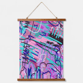 Lila Traum Ausdrückliches Abstrakt Wandteppich Mit Holzrahmen