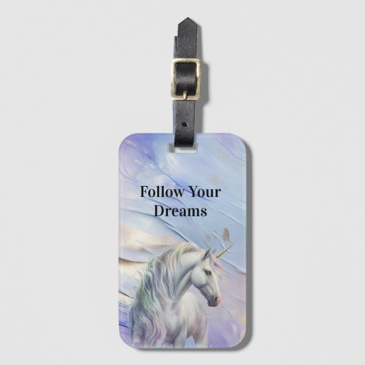 Lila Traum Unicorn Gepäckanhänger (Vorderseite Vertikal)