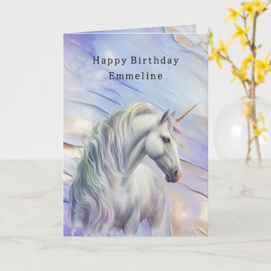 Lila Traum Unicorn Karte (Gelbe Blume)