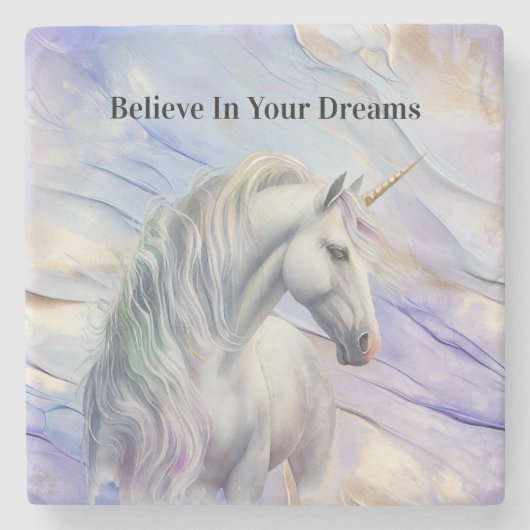 Lila Traum Unicorn Steinuntersetzer (Vorderseite)