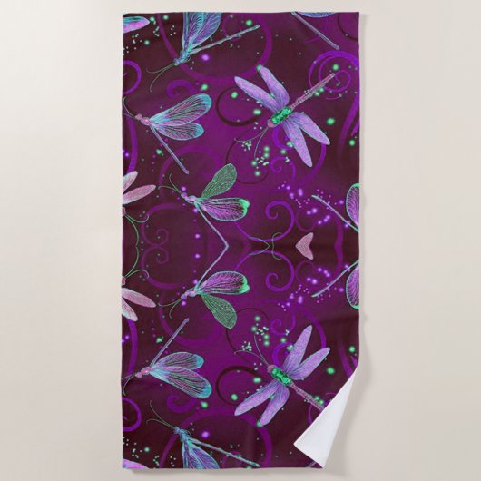 Lila Träume Drachenfliegen Strandtuch (Vorderseite)