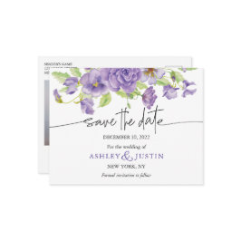 Lila Träume stilvolle Hochzeitsflorale Ankündigungspostkarte