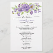 Lila Träume stylisches Wedding Reception Menu (Vorderseite)