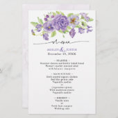 Lila Träume stylisches Wedding Reception Menu (Vorne/Hinten)
