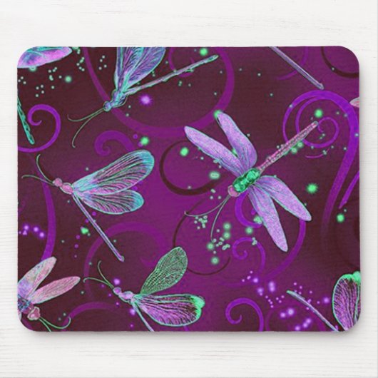 Lila Träume von Libellen Mousepad (Vorne)