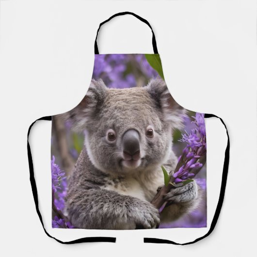 "Lila träumen: Ein Koala in einem Jacaranda-Baum Schürze (Vorderseite)
