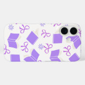 Lila Träumerische Bücher & Schleifen Muster Case-Mate iPhone Hülle (Rückseite (Horizontal))