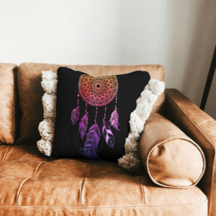 lila Traumfänger Aboriginal-Feder-Symbol Kissen
