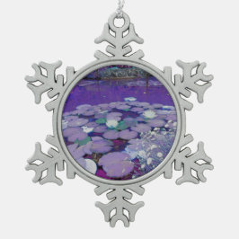 Lila Traumsee Schneeflocken Zinn-Ornament