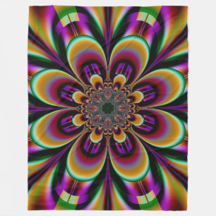 Lila Traumwelt Fraktal Blume Fleecedecke