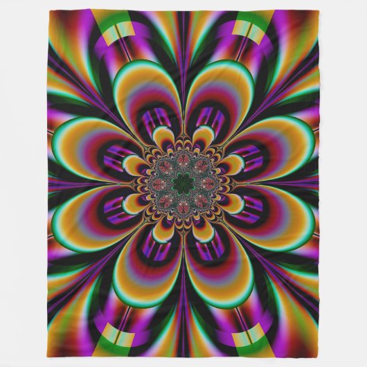 Lila Traumwelt Fraktal Blume Fleecedecke (Vorderseite)
