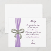 Lila Trauzeugin-Karte des Diamantbodens Einladung (Vorne/Hinten)