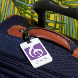 Lila Treble Clef Musiksymbol - Tag Gepäckanhänger