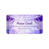 Lila Tree String Lights Hochzeitadressmarken Adressaufkleber (Vorne)