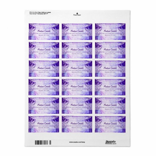 Lila Tree String Lights Hochzeitadressmarken Adressaufkleber (Vorne)